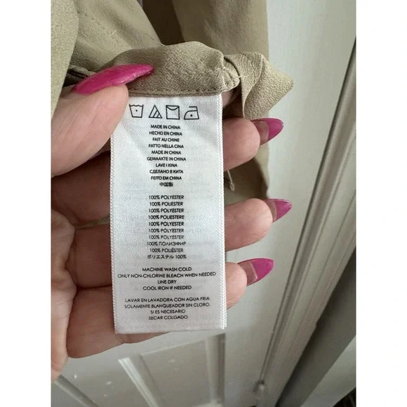 MICHAEL KORS Blouse Women's Sz 6 Ruffled Button-Up Shirt Top Tan - Picture 5 of 8